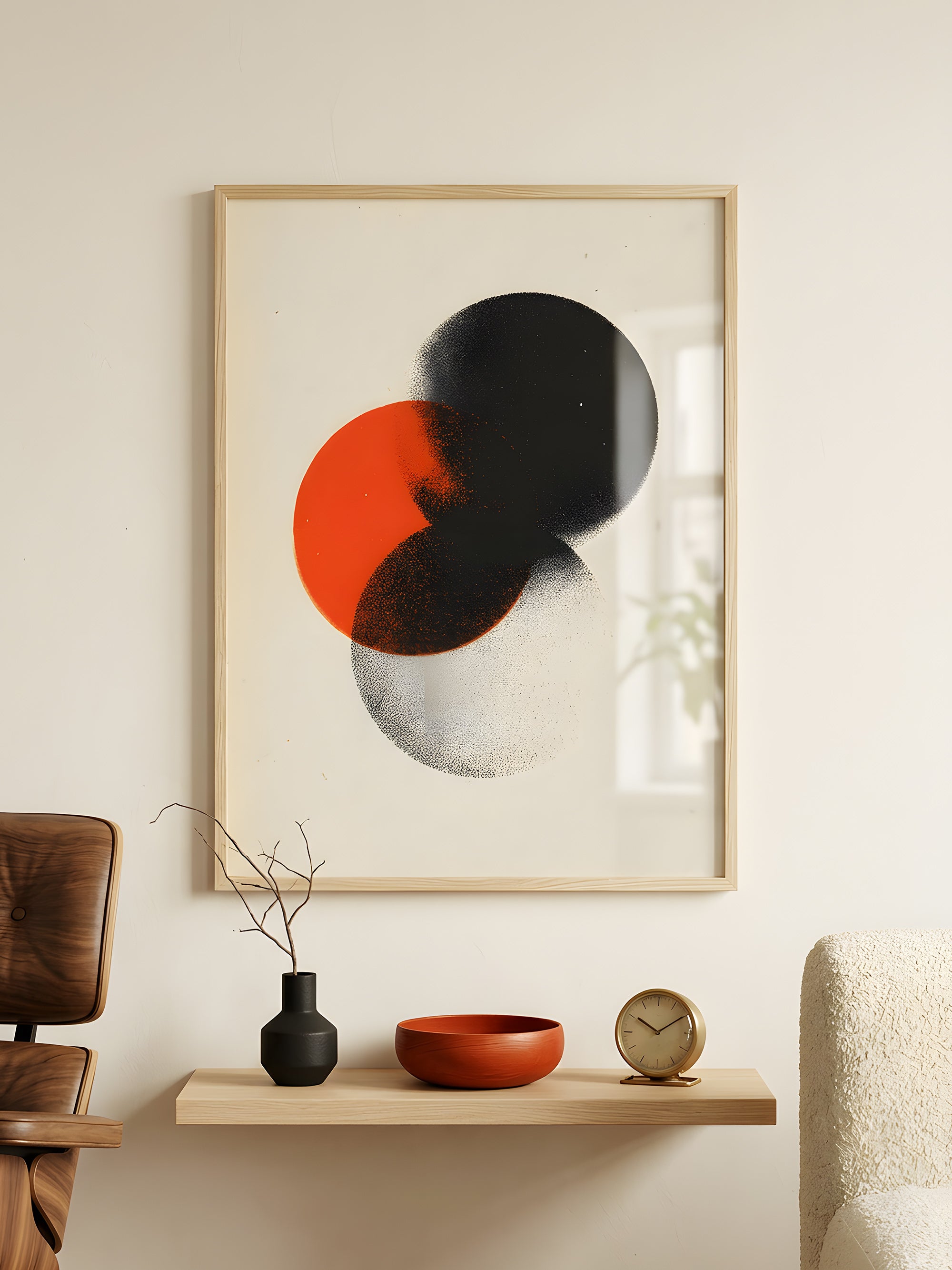The Overlap art print displayed in a styled living space