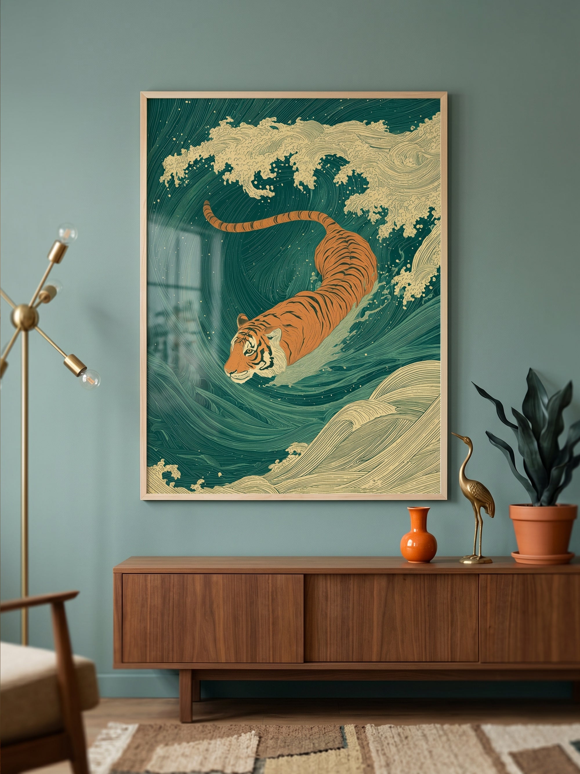 Against the Current art print displayed in a styled interior