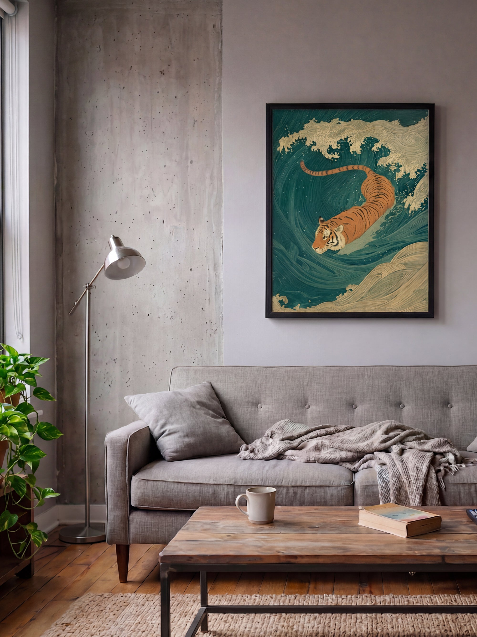 Against the Current art print displayed in a contemporary living space