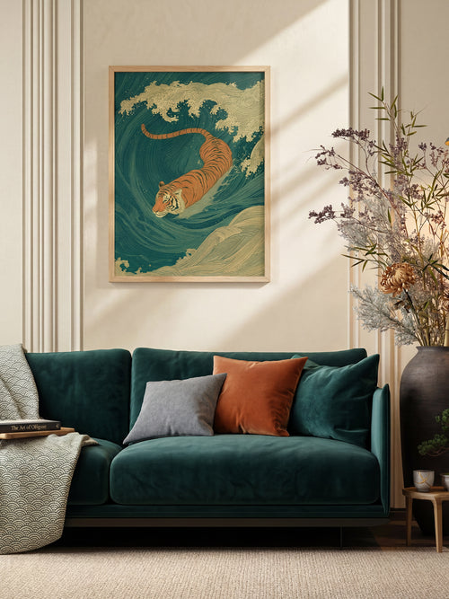 Against the Current art print displayed in a modern living room