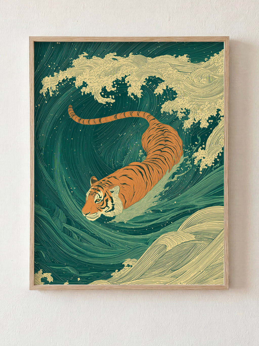 Against the Current fine art print in natural wood frame by HOOKD Studio