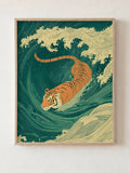 Against the Current fine art print in natural wood frame by HOOKD Studio