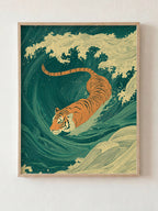 Against the Current fine art print in natural wood frame by HOOKD Studio