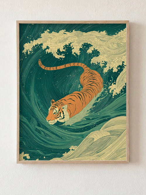 Against the Current fine art print in natural wood frame by HOOKD Studio