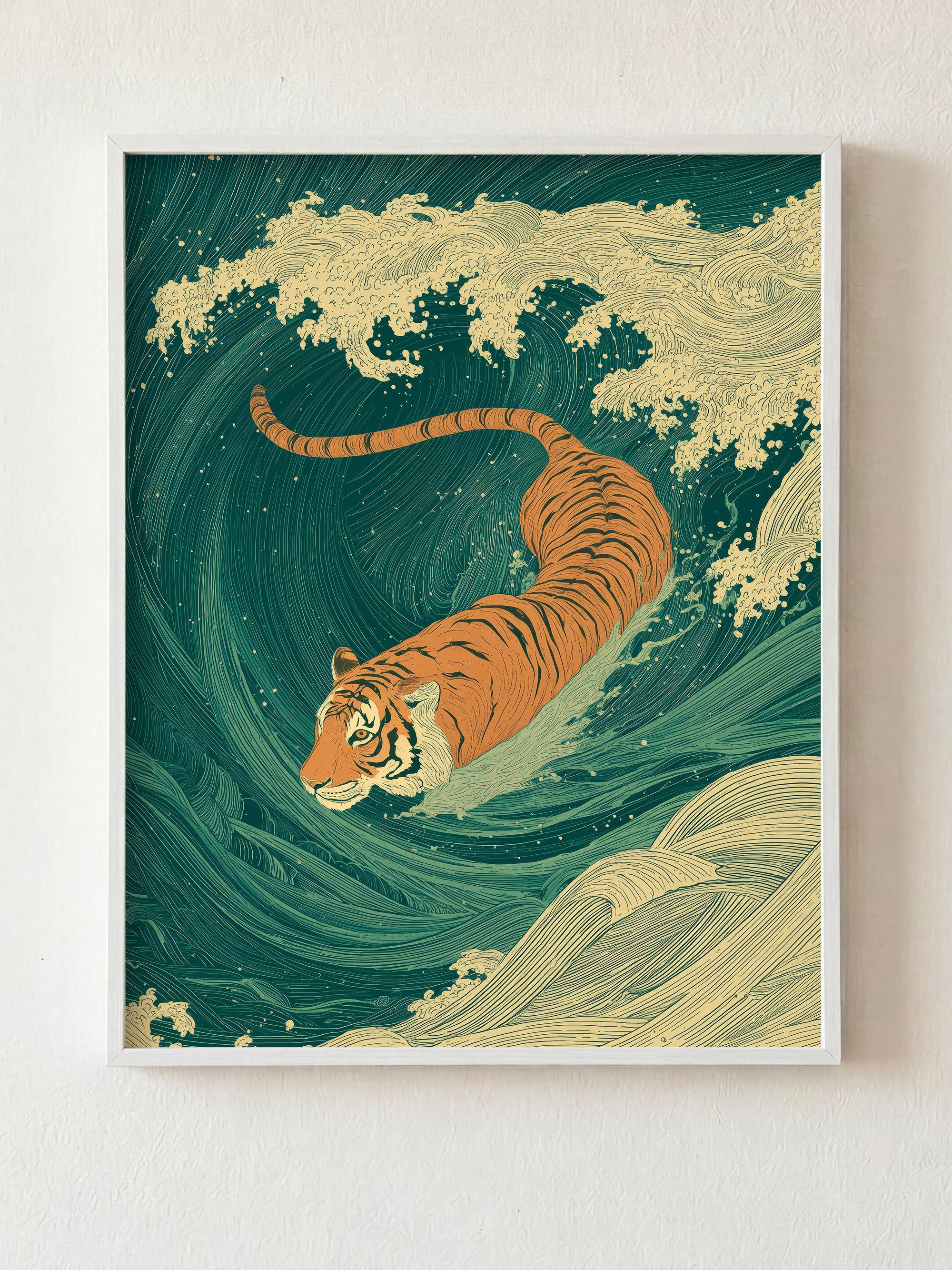 Against the Current fine art print in white frame by HOOKD Studio