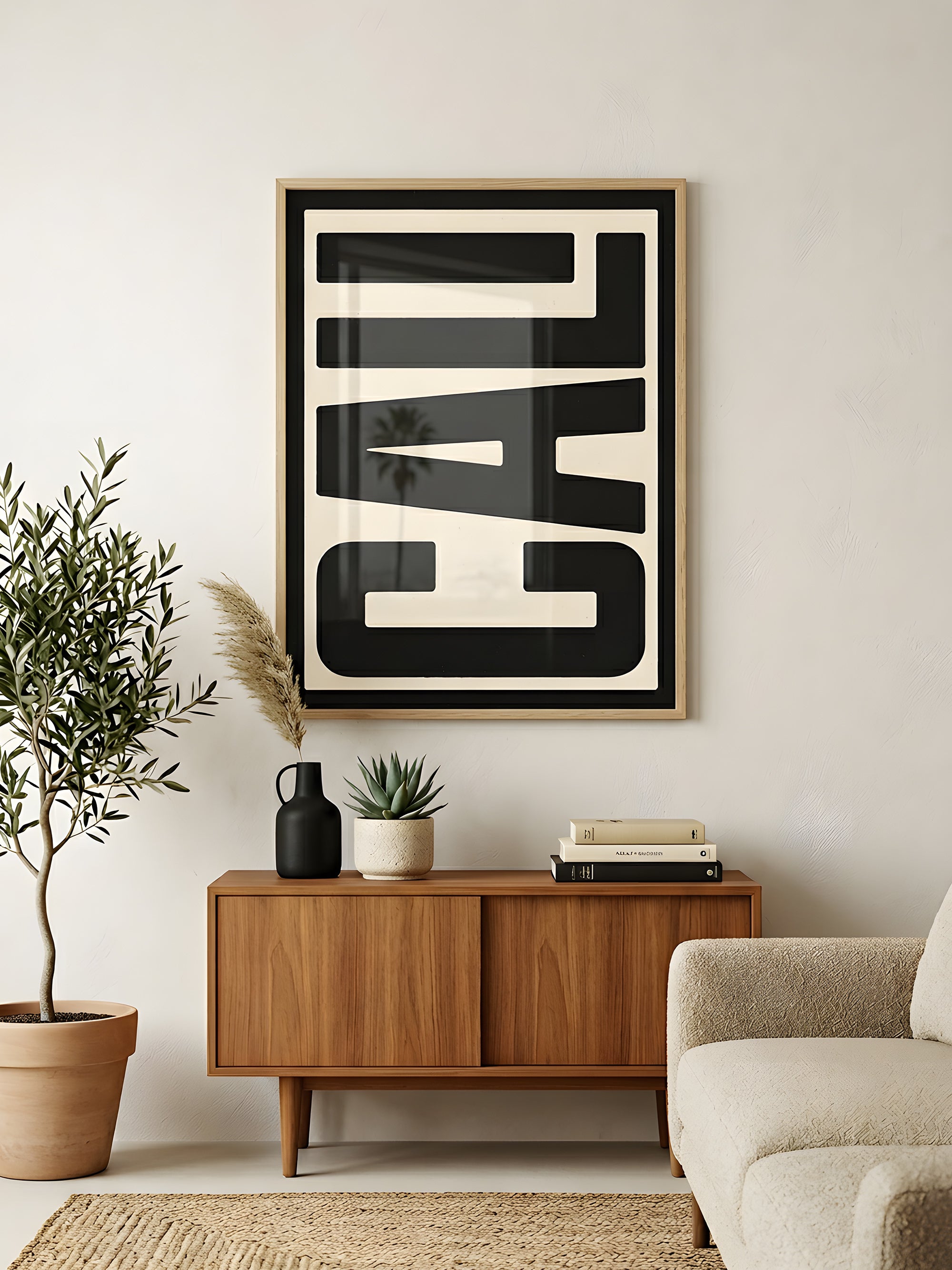 West Of Everything art print displayed in a styled living space