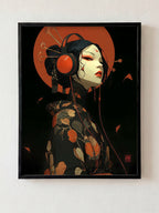 Crimson Signal fine art print in black frame by HOOKD Studio