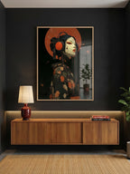 Crimson Signal art print displayed in a modern interior
