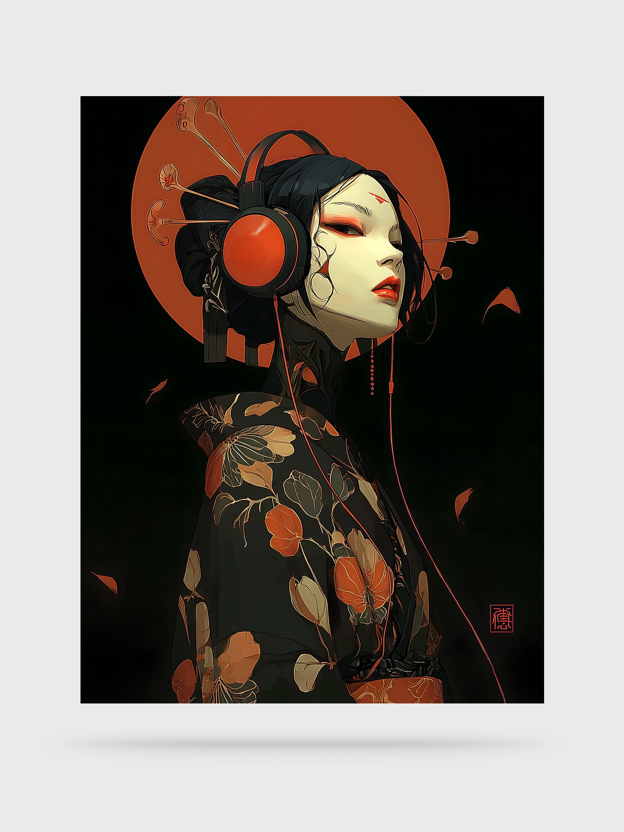 Crimson Signal fine art print, unframed, by HOOKD Studio