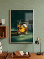 The 19th Hole art print displayed in a styled living space