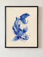 Porcelain Koi fine art print in black frame by HOOKD Studio
