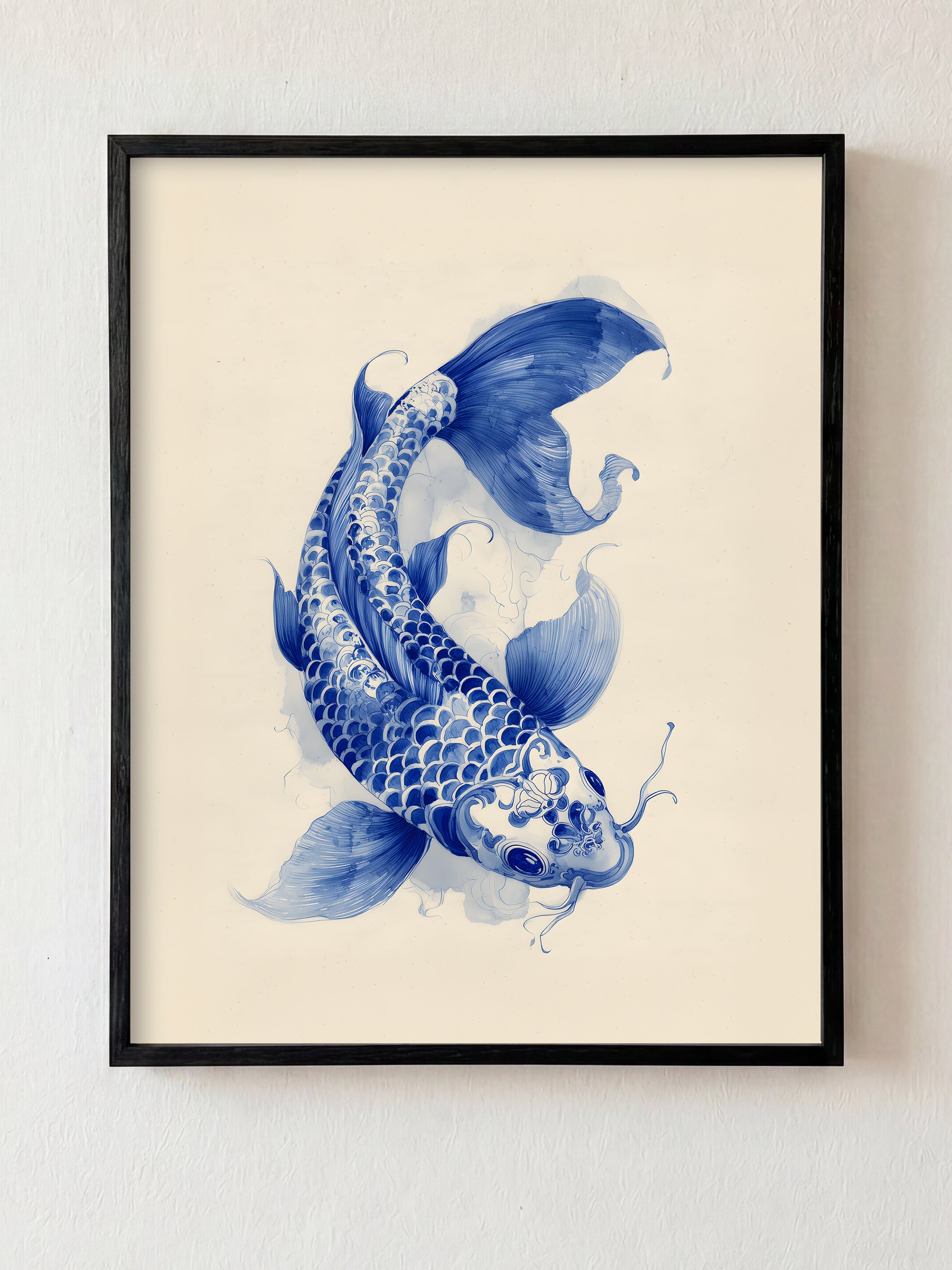 Porcelain Koi fine art print in black frame by HOOKD Studio