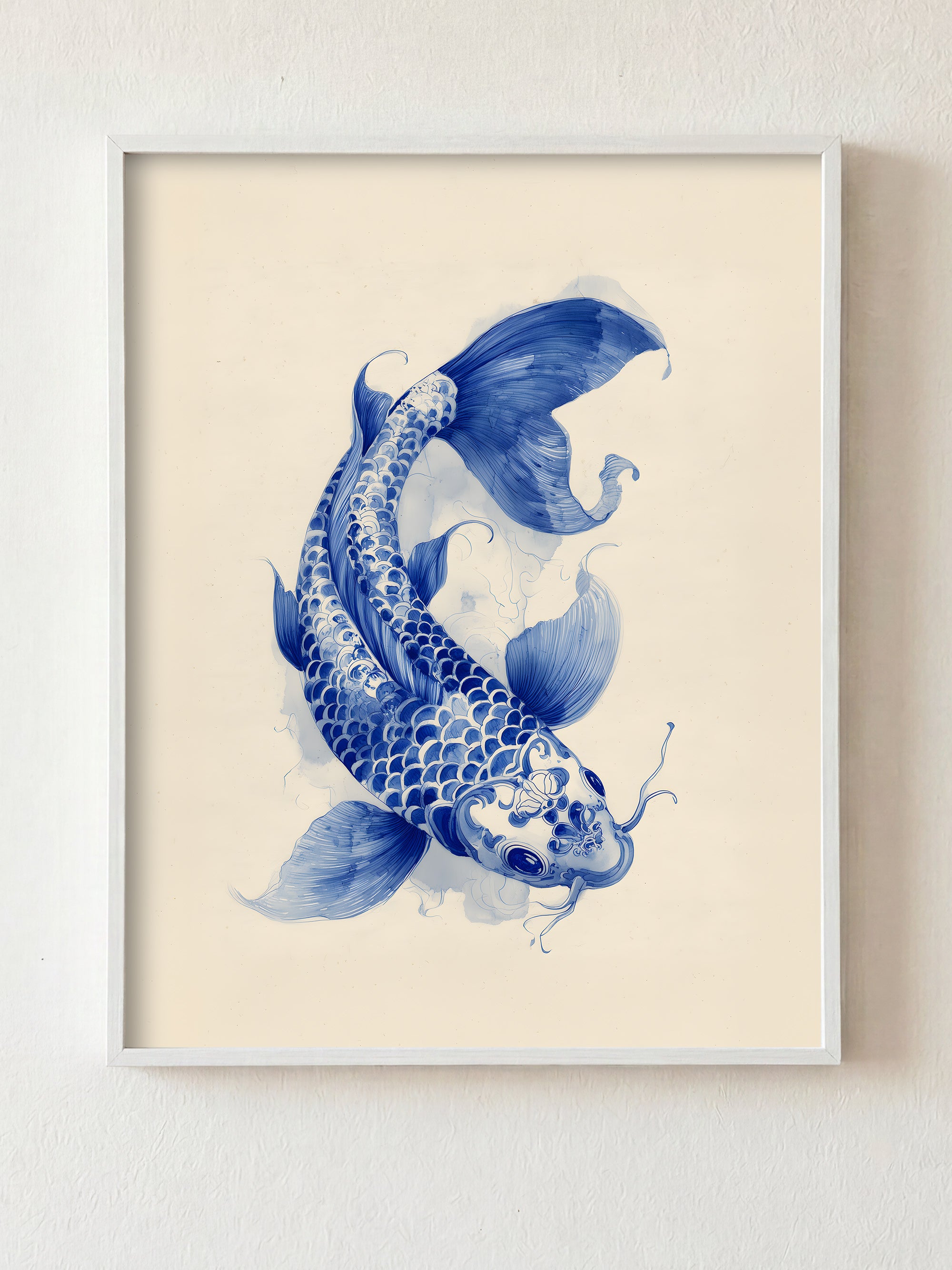Porcelain Koi fine art print in white frame by HOOKD Studio