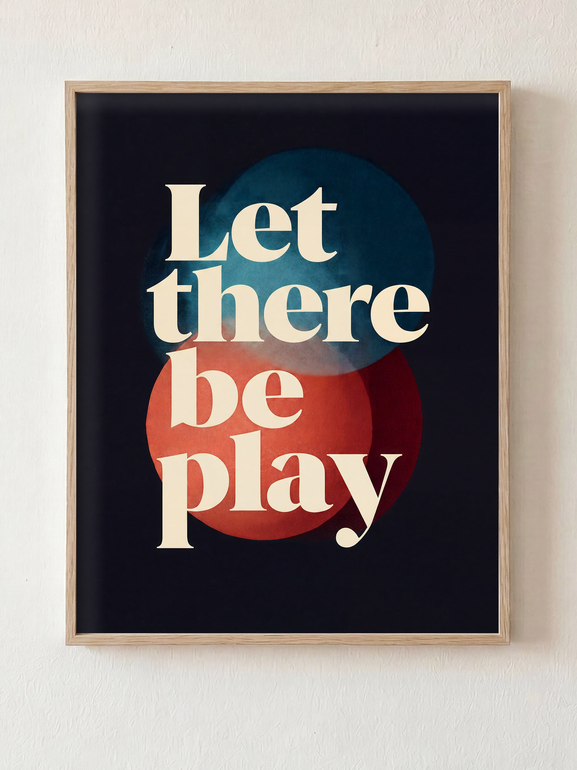Let There Be Play fine art print in natural wood frame by HOOKD Studio