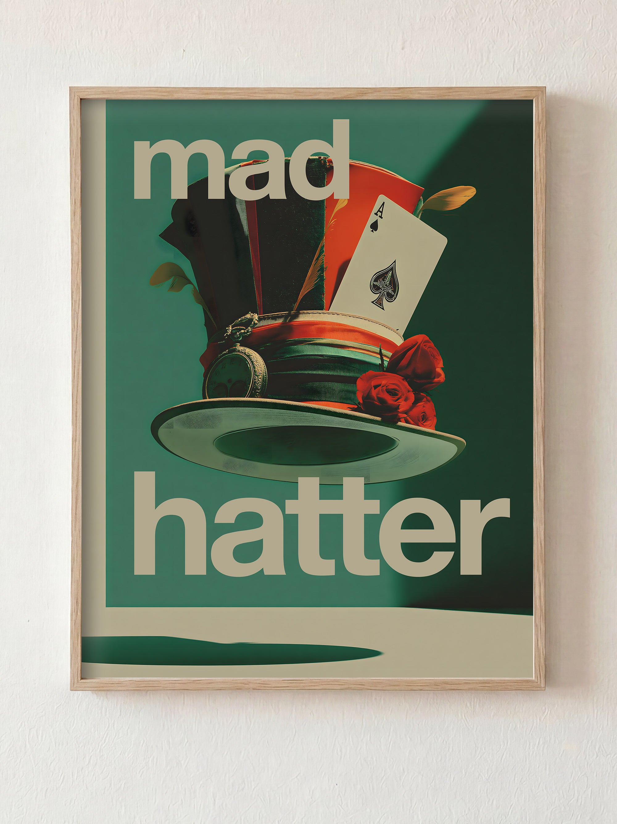 Mad Hatter fine art print in natural wood frame by HOOKD Studio