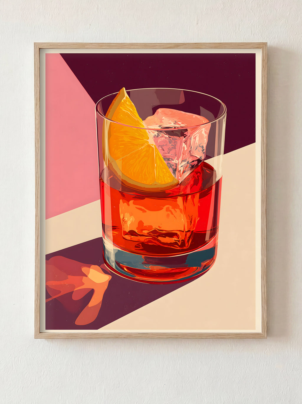 Negroni Golden Hour fine art print in natural wood frame by HOOKD Studio