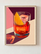Negroni Golden Hour fine art print in natural wood frame by HOOKD Studio