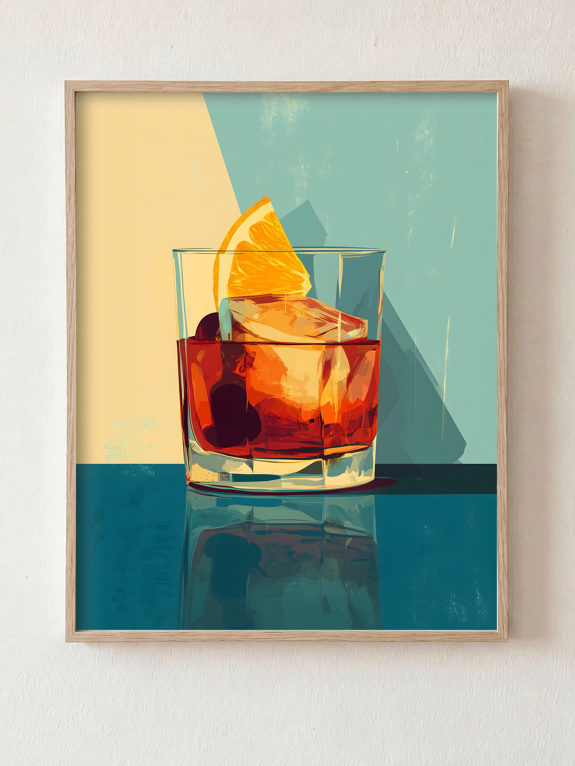 Old Fashioned fine art print in natural wood frame by HOOKD Studio