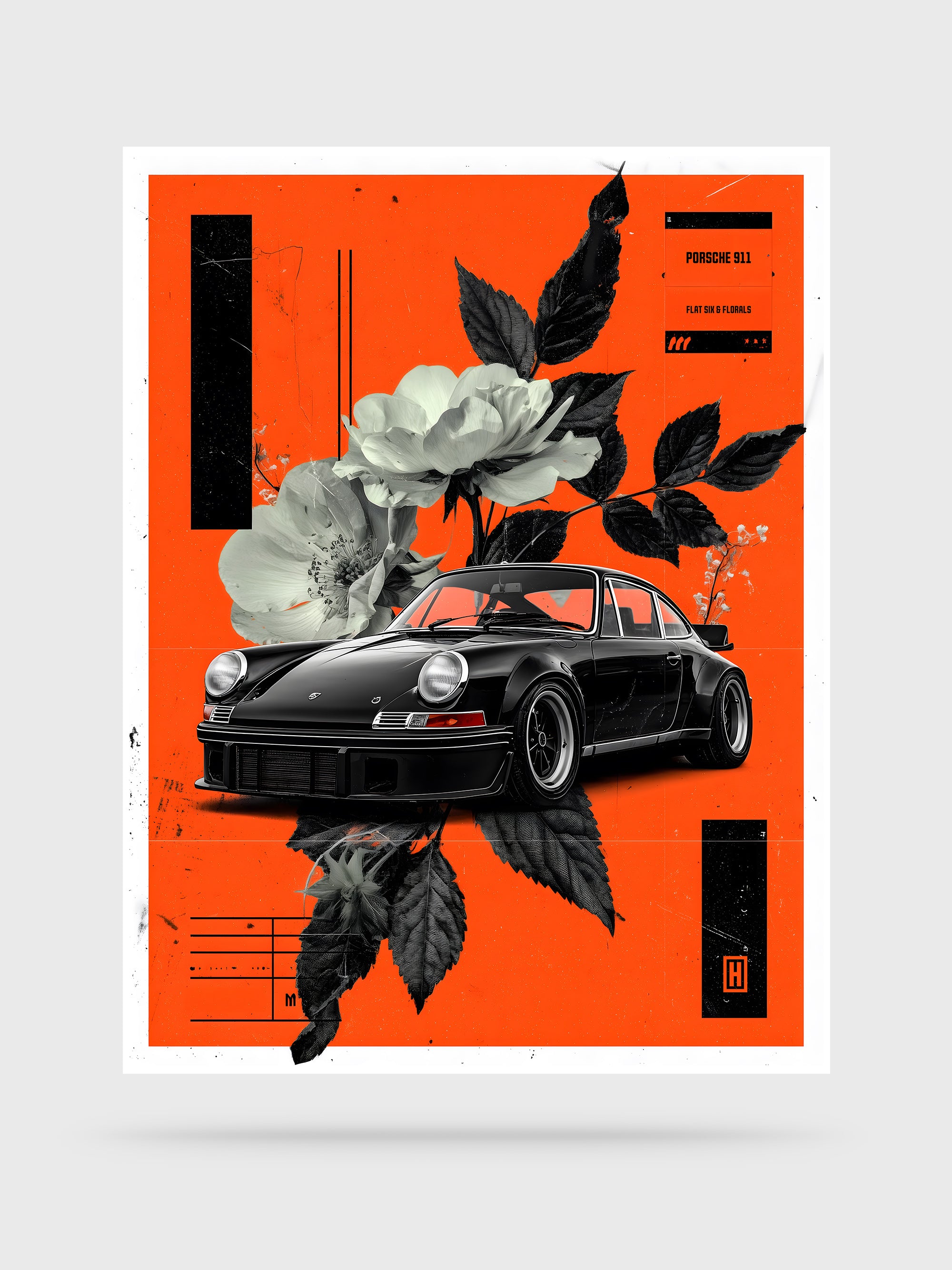 Flat Six & Florals fine art print, unframed, by HOOKD Studio