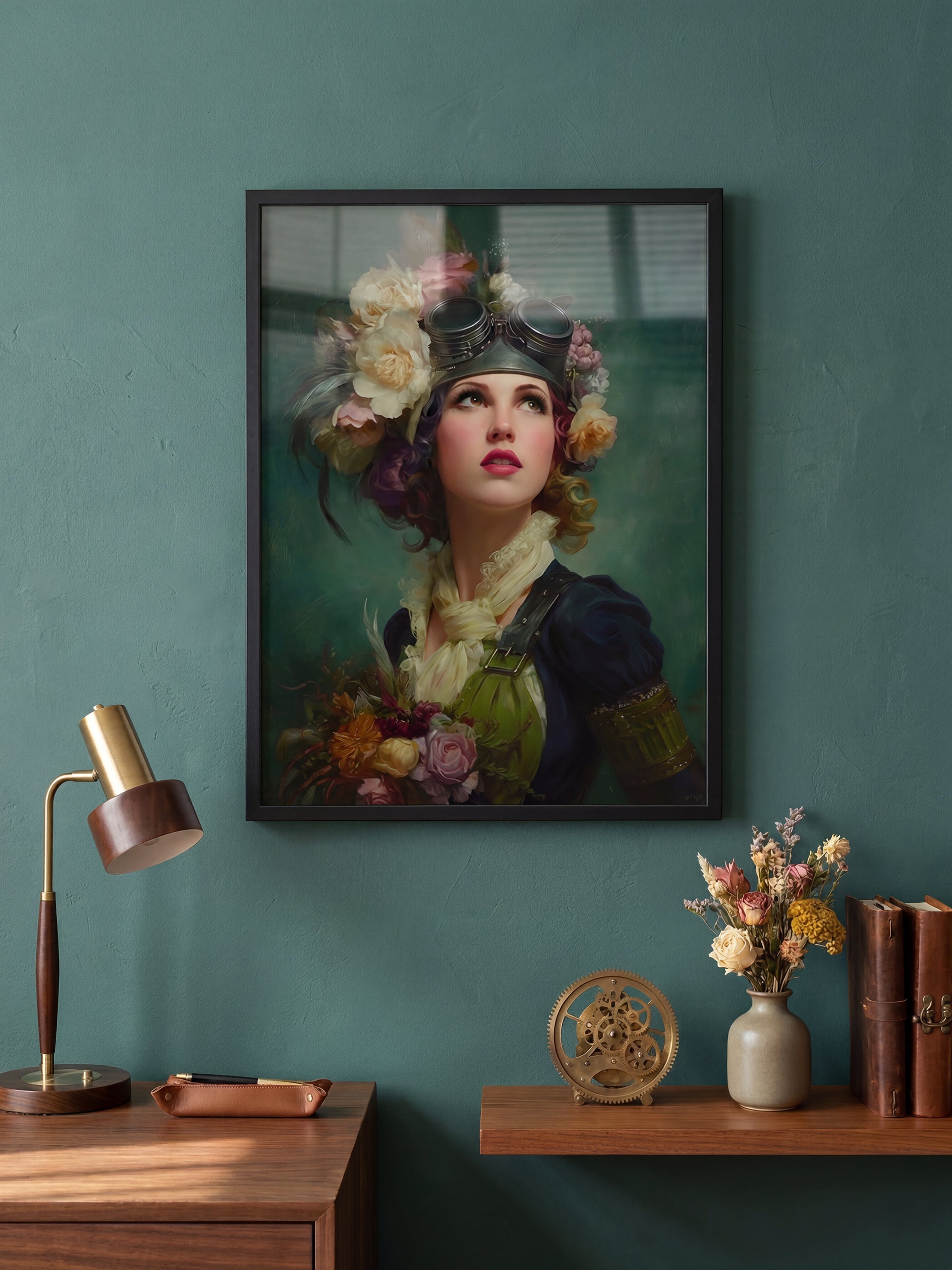 No Era art print displayed in a styled interior with teal wall