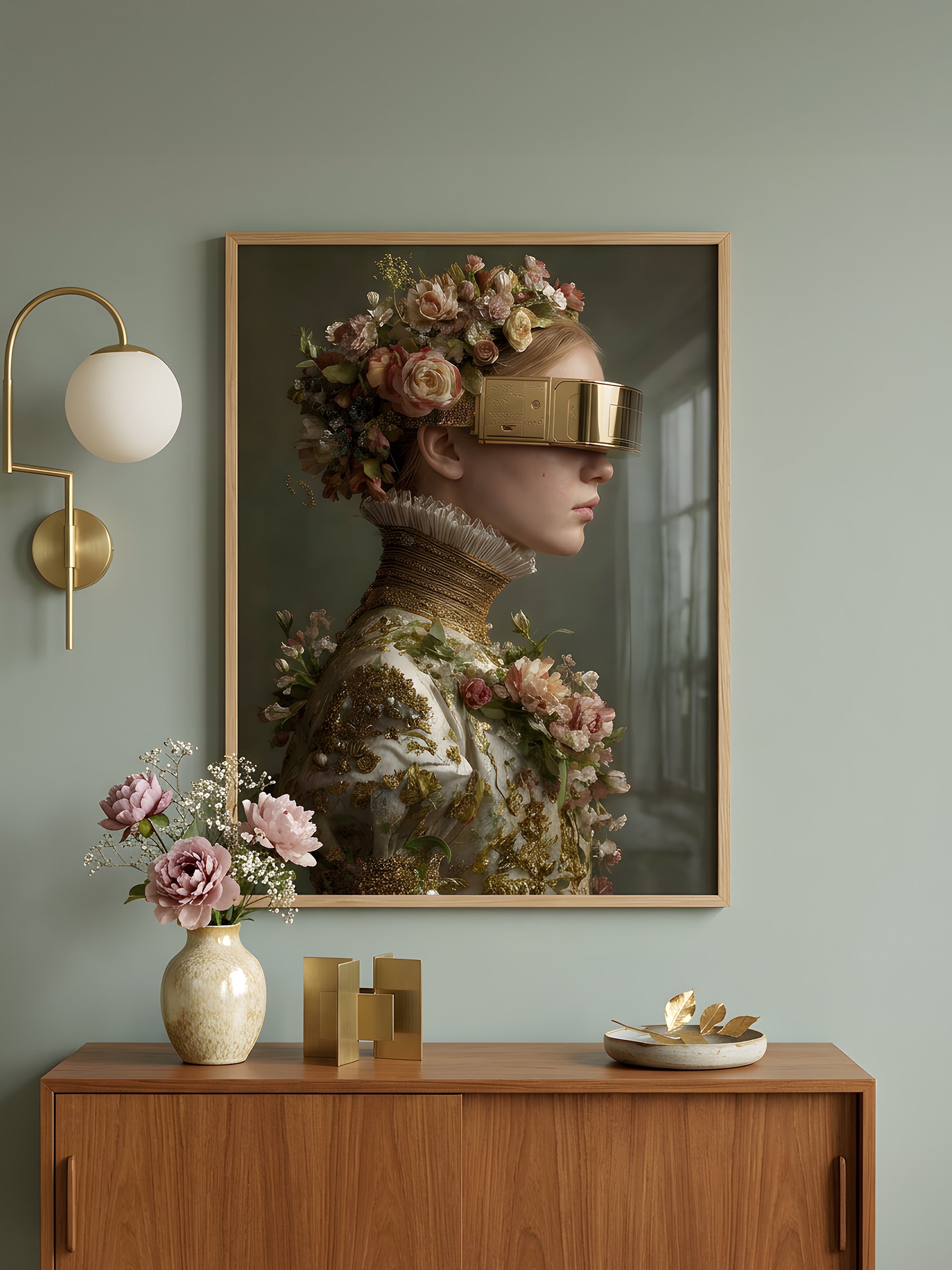 Vintage Visions art print displayed in a modern living room